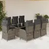 Image de vidaXL Ensemble à manger de jardin 9 pcs coussins gris résine tressée