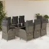 Image de vidaXL Ensemble à manger de jardin 9 pcs coussins gris résine tressée