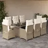 Image de vidaXL Ensemble à manger de jardin et coussins 9 pcs beige Poly rotin