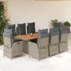 Image de vidaXL Ensemble à manger de jardin 9 pcs coussins gris résine tressée
