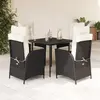 Image de vidaXL Ensemble à manger de jardin coussins 5pcs Noir Résine tressée