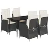 Image de vidaXL Ensemble à Manger de Jardin avec Coussins 5 pcs, Table et Chaises avec Dossier Réglable, Meubles d'Extérieur, Moderne, Noir Résine Tressée