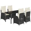 Image de vidaXL Ensemble à Manger de Jardin avec Coussins 5 pcs, Table et Chaises avec Dossier Réglable, Meubles d'Extérieur, Moderne, Noir Résine Tressée