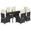 Image de vidaXL Ensemble à Manger de Jardin avec Coussins 7 pcs, Table et Chaises avec Dossier Réglable, Meubles d'Extérieur, Moderne, Noir Résine Tressée