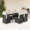 Image de vidaXL Ensemble à manger de jardin coussins 7pcs Noir Résine tressée