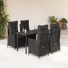 Image de vidaXL Ensemble à manger de jardin coussins 5pcs Noir Résine tressée