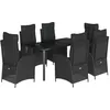 Image de vidaXL Ensemble à Manger de Jardin avec Coussins 7 pcs, Table et Chaises avec Dossier Réglable, Meubles d'Extérieur, Moderne, Noir Résine Tressée