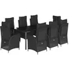 Image de vidaXL Ensemble à Manger de Jardin avec Coussins 9 pcs, Table et Chaises avec Dossier Réglable, Meubles d'Extérieur, Moderne, Noir Résine Tressée