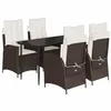 Image de vidaXL Ensemble à Manger de Jardin avec Coussins 5 pcs, Table et Chaises avec Dossier Réglable, Meubles d'Extérieur, Moderne, Marron Résine Tressée