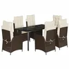 Image de vidaXL Ensemble à Manger de Jardin avec Coussins 7 pcs, Table et Chaises avec Dossier Réglable, Meubles d'Extérieur, Moderne, Marron Résine Tressée