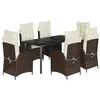 Image de vidaXL Ensemble à Manger de Jardin avec Coussins 7 pcs, Table et Chaises avec Dossier Réglable, Meubles d'Extérieur, Moderne, Marron Résine Tressée
