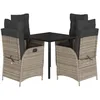 Image de vidaXL Ensemble à Manger de Jardin avec Coussins 5 pcs, Table et Chaise de Terrasse, Meubles de Patio, Mobilier d'Extérieur, Gris Résine Tressée