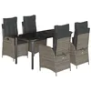 Image de vidaXL Ensemble à Manger de Jardin avec Coussins 5 pcs, Table et Chaise de Terrasse, Meubles de Patio, Mobilier d'Extérieur, Gris Résine Tressée