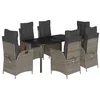 Image de vidaXL Ensemble à Manger de Jardin avec Coussins 7 pcs, Table et Chaise de Terrasse, Meubles de Patio, Mobilier d'Extérieur, Gris Résine Tressée
