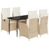 Image de vidaXL Ensemble à Manger de Jardin avec Coussins 5pcs, Table et Chaise de Terrasse, Meubles de Patio, Mobilier d'Extérieur, Beige Résine Tressée
