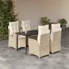 Image de vidaXL Ensemble à manger de jardin avec coussins 5pcs Beige poly rotin
