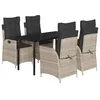 Image de vidaXL Ensemble à Manger de Jardin avec Coussins 5 pcs, Table et Chaise de Terrasse, Meubles de Patio, Mobilier d'Extérieur, Gris Clair Résine Tressée