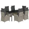 Image de vidaXL Ensemble à Manger de Jardin avec Coussins 7 pcs, Table et Chaise de Terrasse, Meubles de Patio, Mobilier d'Extérieur, Gris Clair Résine Tressée