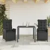 Image de vidaXL Ensemble à manger de jardin avec coussins 3 pcs Noir