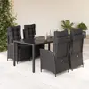 Image de vidaXL Ensemble à manger de jardin coussins 5pcs Noir Résine tressée