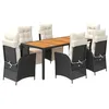 Image de vidaXL Ensemble à Manger de Jardin avec Coussins 7 pcs, Table et Chaises avec Dossier Réglable, Meubles d'Extérieur, Moderne, Noir Résine Tressée