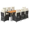 Image de vidaXL Ensemble à Manger de Jardin avec Coussins 9 pcs, Table et Chaises avec Dossier Réglable, Meubles d'Extérieur, Moderne, Noir Résine Tressée