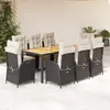 Image de vidaXL Ensemble à manger de jardin 9pcs coussins noir résine tressée