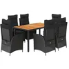 Image de vidaXL Ensemble à Manger de Jardin avec Coussins 7 pcs, Table et Chaises avec Dossier Réglable, Meubles d'Extérieur, Moderne, Noir Résine Tressée