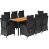 Image de vidaXL Ensemble à Manger de Jardin avec Coussins 9 pcs, Table et Chaises avec Dossier Réglable, Meubles d'Extérieur, Moderne, Noir Résine Tressée