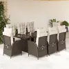 Image de vidaXL Ensemble à manger de jardin et coussins 9 pcs marron poly rotin