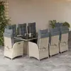 Image de vidaXL Ensemble à manger de jardin et coussins 9 pcs gris clair rotin