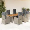 Image de vidaXL Ensemble à manger de jardin et coussins 7 pcs gris rotin