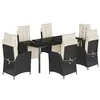 Image de vidaXL Ensemble à Manger de Jardin avec Coussins 7 pcs, Table et Chaises avec Dossier Réglable, Meubles d'Extérieur, Moderne, Noir Résine Tressée