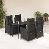 Image de vidaXL Ensemble à manger de jardin coussins 5pcs Noir Résine tressée