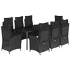 Image de vidaXL Ensemble à Manger de Jardin avec Coussins 9 pcs, Table et Chaises avec Dossier Réglable, Meubles d'Extérieur, Moderne, Noir Résine Tressée