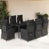 Image de vidaXL Ensemble à manger de jardin 9pcs coussins noir résine tressée