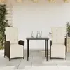 Image de vidaXL Ensemble à manger de jardin 3 pcs et coussins marron poly rotin