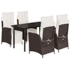 Image de vidaXL Ensemble à Manger de Jardin avec Coussins 5 pcs, Table et Chaises avec Dossier Réglable, Meubles d'Extérieur, Moderne, Marron Résine Tressée