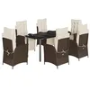Image de vidaXL Ensemble à Manger de Jardin avec Coussins 7 pcs, Table et Chaises avec Dossier Réglable, Meubles d'Extérieur, Moderne, Marron Résine Tressée
