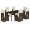 Image de vidaXL Ensemble à Manger de Jardin avec Coussins 7 pcs, Table et Chaises avec Dossier Réglable, Meubles d'Extérieur, Moderne, Marron Résine Tressée