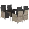 Image de vidaXL Ensemble à Manger de Jardin avec Coussins 5 pcs, Table et Chaises avec Dossier Réglable, Meubles d'Extérieur, Moderne, Gris Résine Tressée