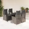 Image de vidaXL Ensemble à manger de jardin 5 pcs coussins gris résine tressée