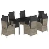 Image de vidaXL Ensemble à Manger de Jardin avec Coussins 7 pcs, Table et Chaises avec Dossier et Repose-Pied Réglables, Meubles d'Extérieur, Gris Résine Tressée