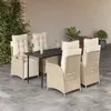 Image de vidaXL Ensemble à manger de jardin avec coussins 5pcs Beige poly rotin