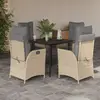 Image de vidaXL Ensemble à manger de jardin coussins 5 pcs mélange beige rotin