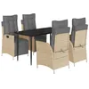 Image de vidaXL Ensemble à Manger de Jardin avec Coussins 5 pcs, Table et Chaises avec Dossier et Repose-Pied Réglables, Meubles d'Extérieur, Mélange Beige Résine Tressée