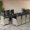 Image de vidaXL Ensemble à manger de jardin et coussins 9 pcs gris clair rotin