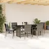 Image de vidaXL Ensemble à manger de jardin et coussins 7 pcs gris rotin