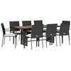 Image de vidaXL Ensemble à Manger de Jardin avec Coussins 9 pcs, Table et Chaise de Terrasse, Meubles de Patio, Mobilier d'Extérieur, Noir Résine Tressée