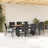 Image de vidaXL Ensemble à manger de jardin 9pcs coussins noir résine tressée